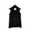 CHANEL VINTAGE PLEATED SLEEVELESS TOPS CLOVER GOLD BUTTON BLACK SILK 34 RTW 90286903 - PURPOSE