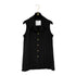 CHANEL VINTAGE PLEATED SLEEVELESS TOPS CLOVER GOLD BUTTON BLACK SILK 34 RTW 90286903 - PURPOSE