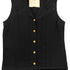CHANEL VINTAGE PLEATED SLEEVELESS TOPS CLOVER GOLD BUTTON BLACK SILK 34 RTW 90286903 - PURPOSE