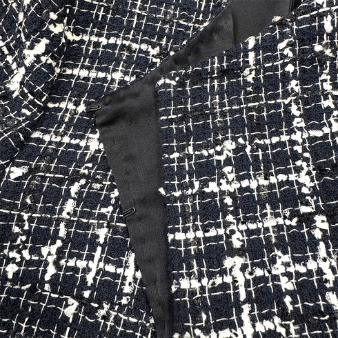 CHANEL COCO BUTTON TWEED JACKET SKIRT SET NAVY COTTON 36 P47 RTW 90286904