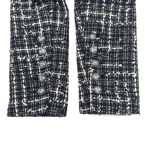 CHANEL COCO BUTTON TWEED JACKET SKIRT SET NAVY COTTON 36 P47 RTW 90286904