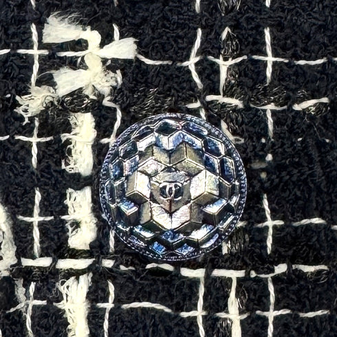 CHANEL COCO BUTTON TWEED JACKET SKIRT SET NAVY COTTON 36 P47 RTW 90286904