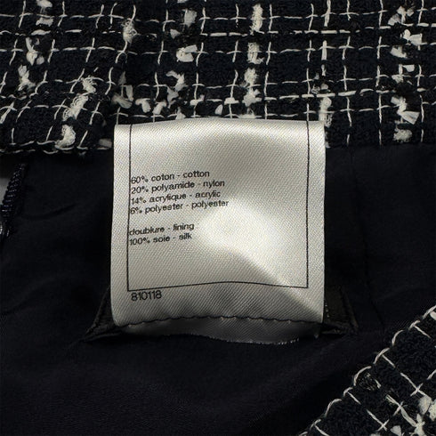 CHANEL COCO BUTTON TWEED JACKET SKIRT SET NAVY COTTON 36 P47 RTW 90286904