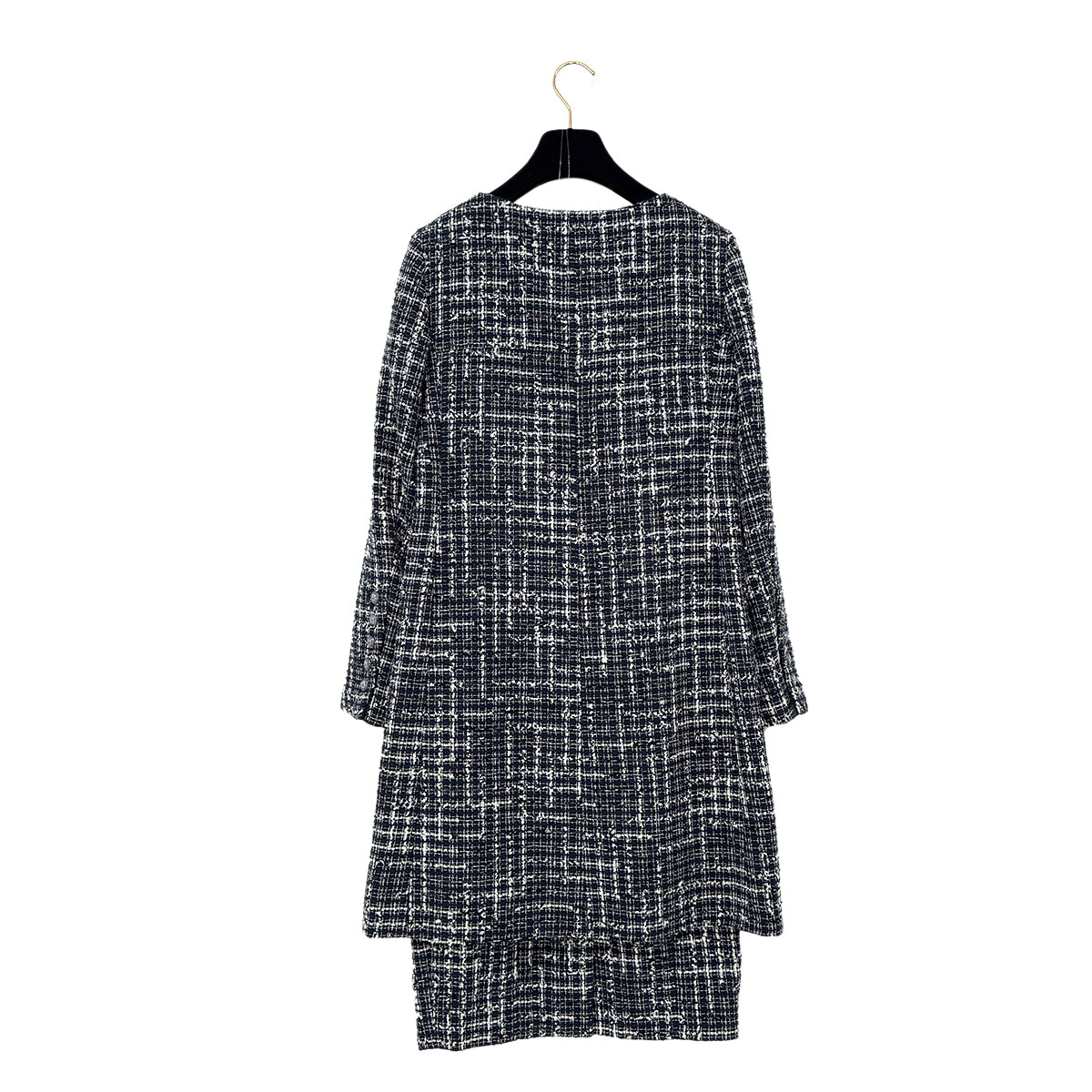 CHANEL COCO BUTTON TWEED JACKET SKIRT SET NAVY COTTON 36 P47 RTW 90286904