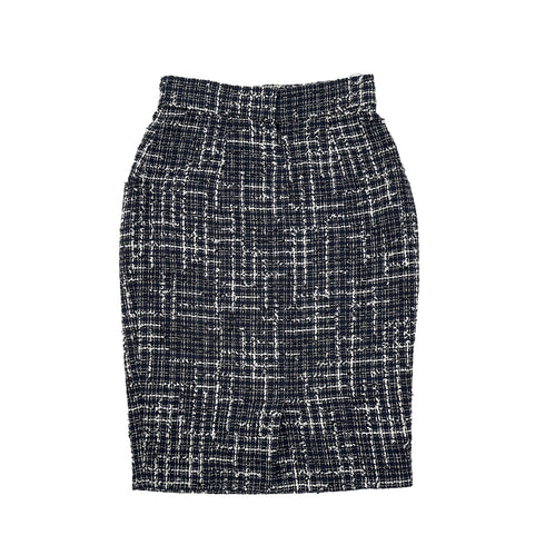 CHANEL COCO BUTTON TWEED JACKET SKIRT SET NAVY COTTON 36 P47 RTW 90286904