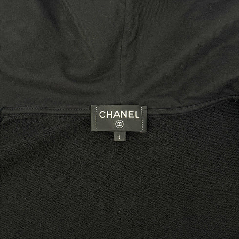 CHANEL ZIP HOODIE BACK COCO PARINT SEQUINS BLACK COTTON S P63 RTW 90286907