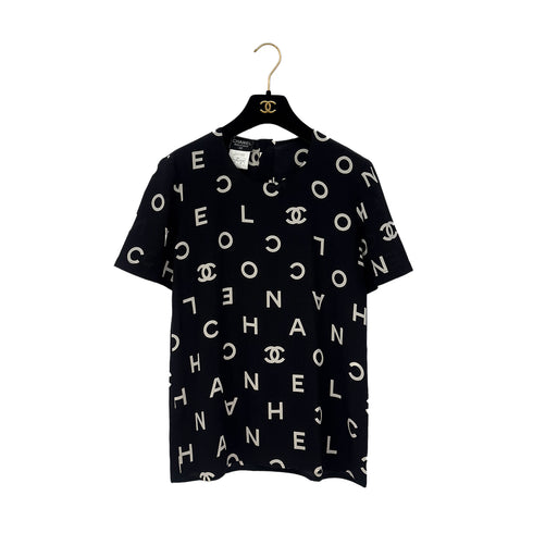 CHANEL VINTAGE LOGO COCOMARK BLOUSE TOPS BLACK WHITE SILK 38 97P RTW 90286908 - PURPOSE