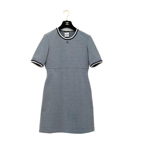 CHANEL VINTAGE COCOMARK HALF SLEEVE DRESS GRAY NYLON 44 98P RTW 90286909 - PURPOSE