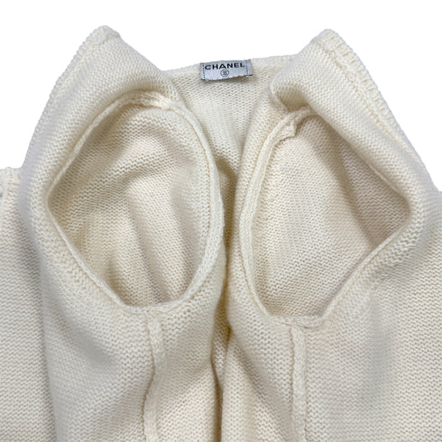 CHANEL KNITTING LACE CARDIGAN SKIRT SET IVORY CASHMERE 36 06C RTW 90286910