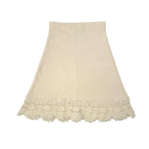 CHANEL KNITTING LACE CARDIGAN SKIRT SET IVORY CASHMERE 36 06C RTW 90286910