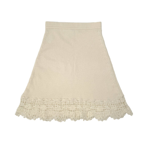 CHANEL KNITTING LACE CARDIGAN SKIRT SET IVORY CASHMERE 36 06C RTW 90286910