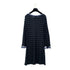 CHANEL BORDER DRESS COCO BUTTON NAVY COTTON 38 P47 RTW 90286911