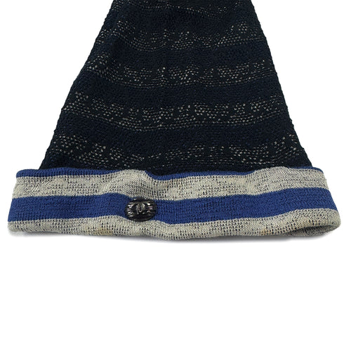 CHANEL BORDER DRESS COCO BUTTON NAVY COTTON 38 P47 RTW 90286911