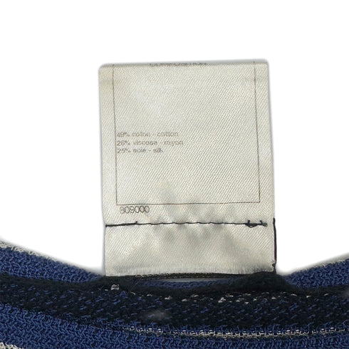 CHANEL BORDER DRESS COCO BUTTON NAVY COTTON 38 P47 RTW 90286911