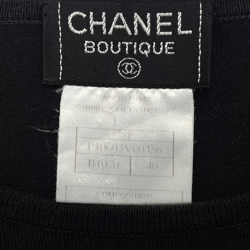 CHANEL COCOMARK BORDER SLEEVES TOPS BLACK COTTON 40 P10 RTW 90286912