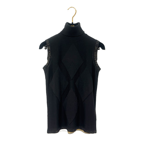 CHANEL VINTAGE COCOMARK LOGO KNIT SLEEVELESS TOPS BLACK WOOL 36 07A RTW 90286913 - PURPOSE