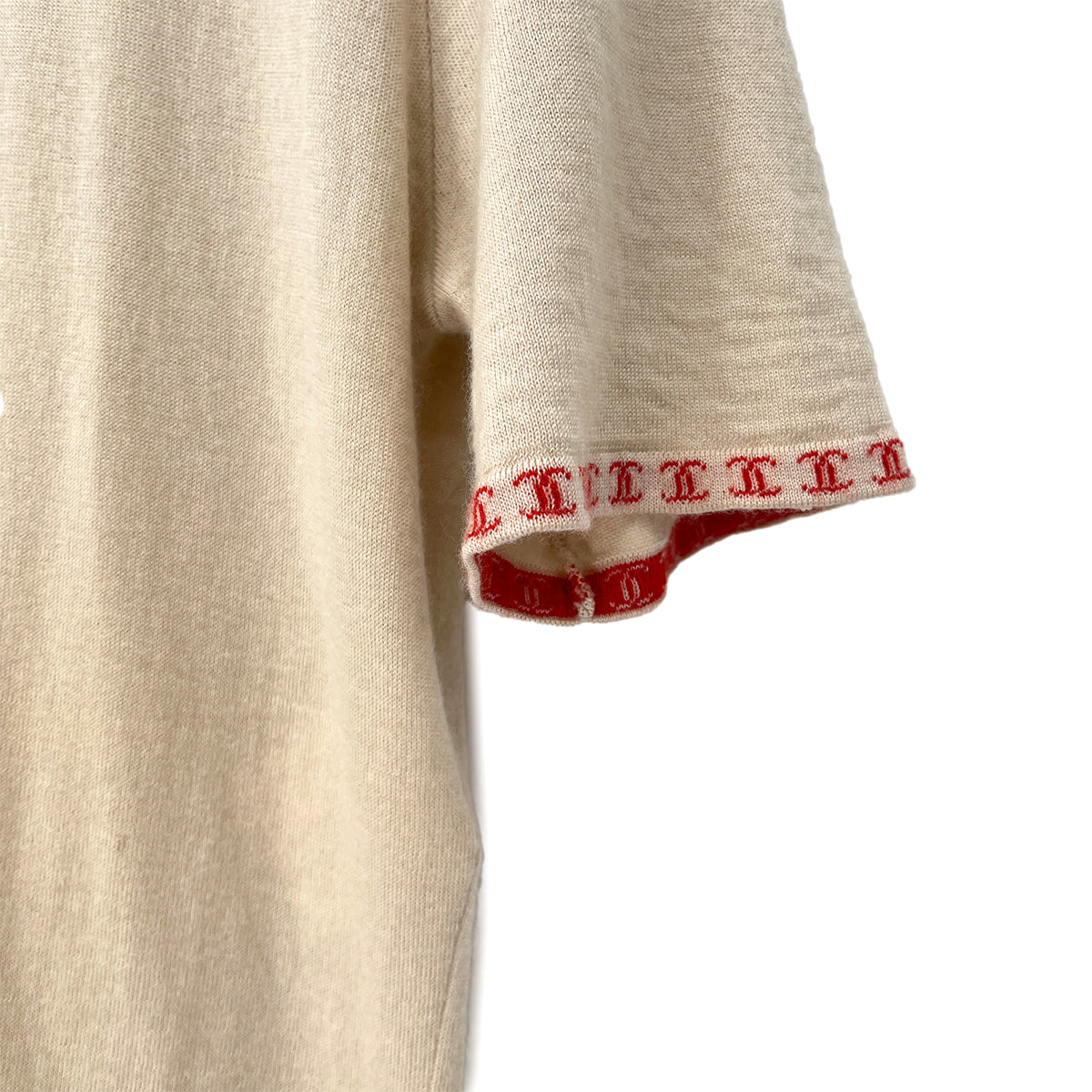CHANEL SHORT SLEEVE TOPS COCOMARK BEIGE CASHMERE 46 01S RTW 90286916