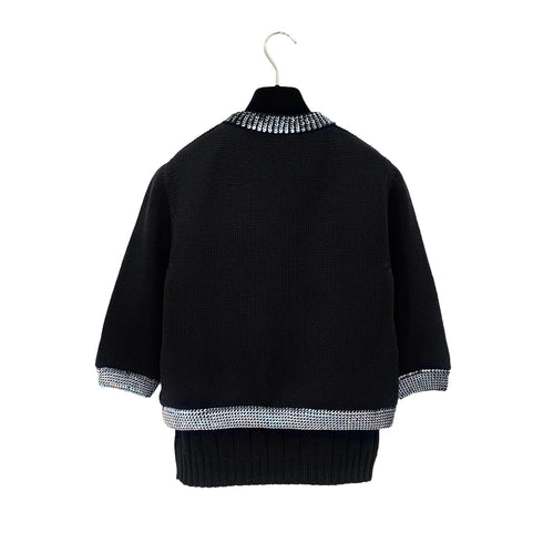 CHANEL VINTAGE COCOMARK TWIN KNIT SEQUINS CARDIGAN SLEEVELESS TOPS BLACK WOOL 38 99A RTW 90286925 - PURPOSE