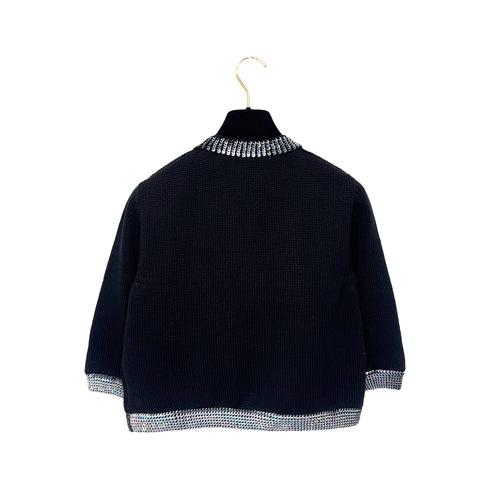 CHANEL VINTAGE COCOMARK TWIN KNIT SEQUINS CARDIGAN SLEEVELESS TOPS BLACK WOOL 38 99A RTW 90286925 - PURPOSE