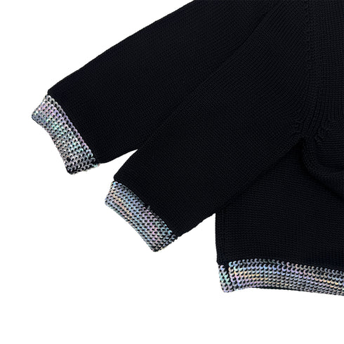CHANEL VINTAGE COCOMARK TWIN KNIT SEQUINS CARDIGAN SLEEVELESS TOPS BLACK WOOL 38 99A RTW 90286925 - PURPOSE