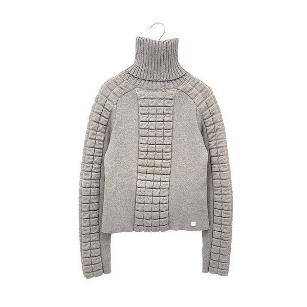 CHANEL VINTAGE COCOMARK CHOCOLATE BAR TURTLENECK KNIT GRAY WOOL 38 00A RTW 90286926