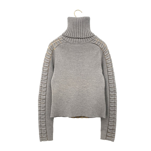 CHANEL VINTAGE COCOMARK CHOCOLATE BAR TURTLENECK KNIT GRAY WOOL 38 00A RTW 90286926 - PURPOSE
