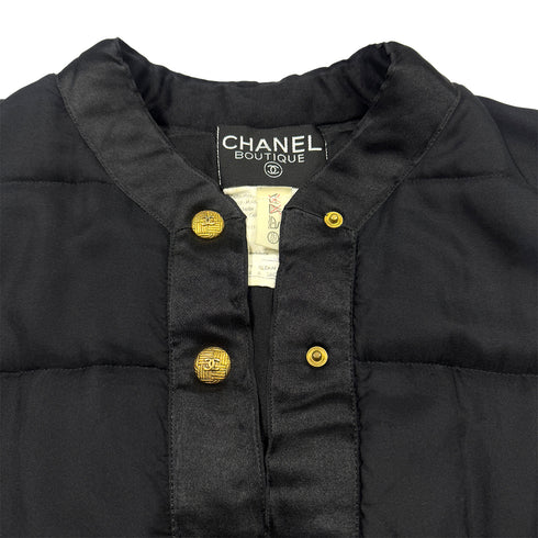 CHANEL VINTAGE COCO BUTTON FOUR POCKET DOWN COAT BLACK 38 RTW 90287075 - PURPOSE