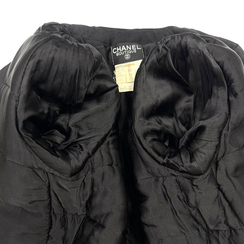 CHANEL VINTAGE COCO BUTTON FOUR POCKET DOWN COAT BLACK 38 RTW 90287075 - PURPOSE