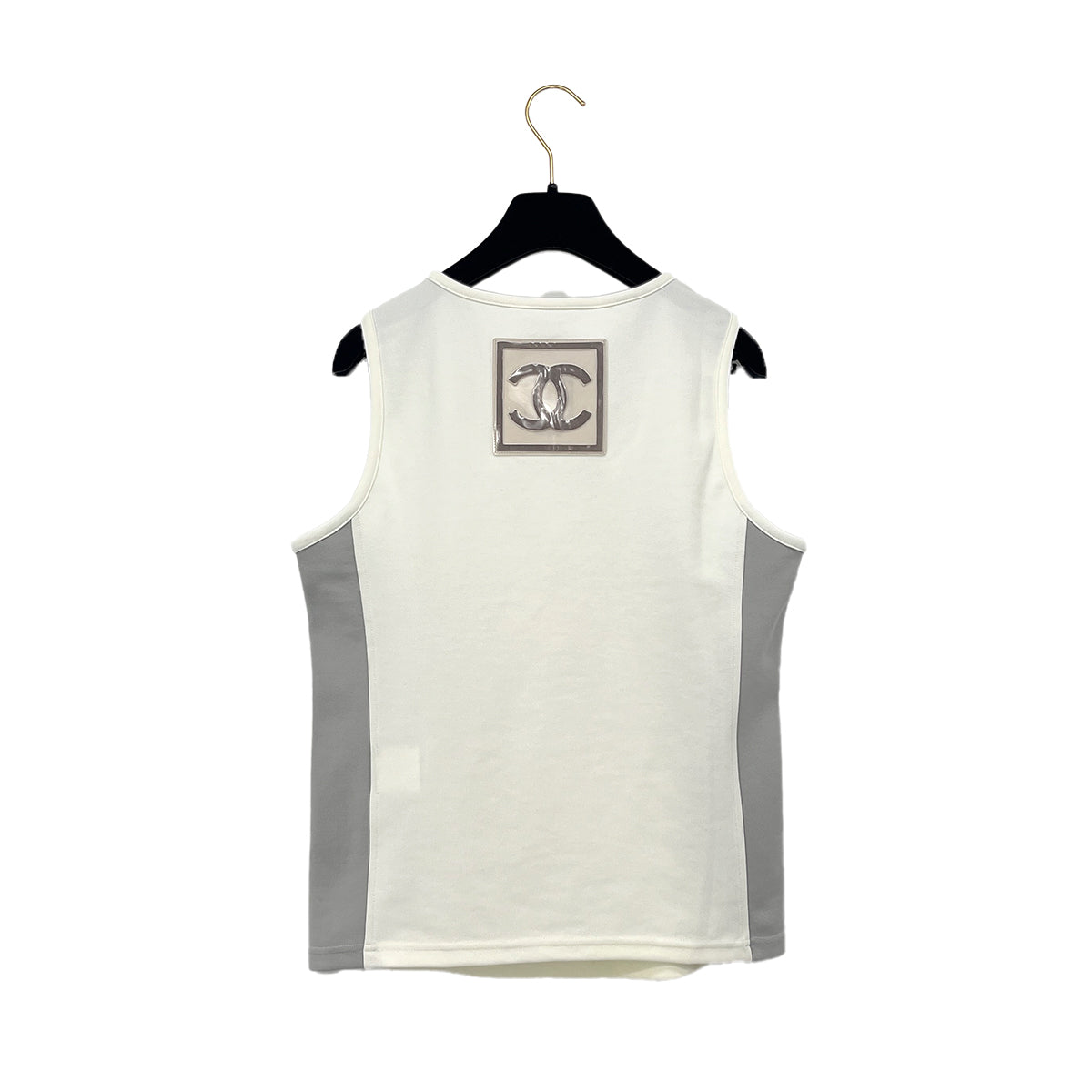 CHANEL COCOMARK SLEEVELESS TOPS WHITE GLAY POLYAMIDE 44 01P RTW 90287076