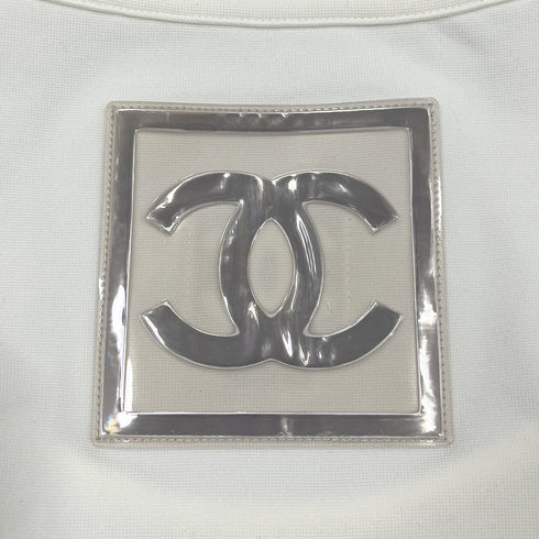 CHANEL COCOMARK SLEEVELESS TOPS WHITE GLAY POLYAMIDE 44 01P RTW 90287076