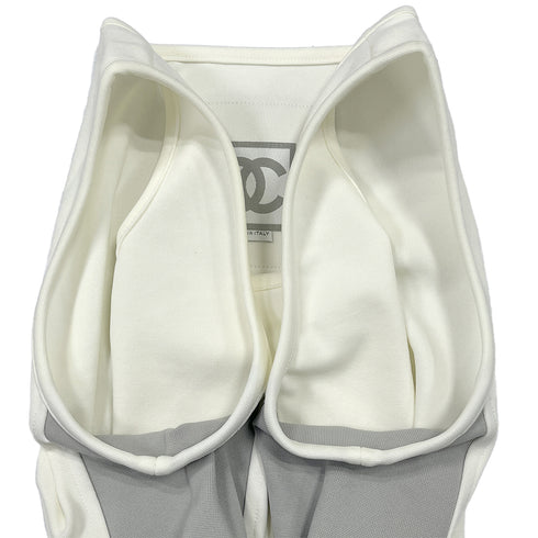CHANEL COCOMARK SLEEVELESS TOPS WHITE GLAY POLYAMIDE 44 01P RTW 90287076