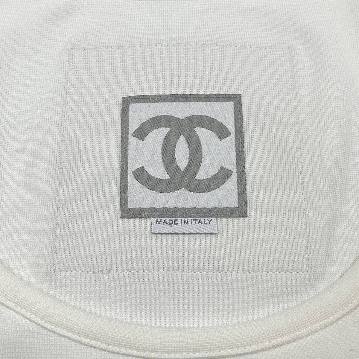 CHANEL COCOMARK SLEEVELESS TOPS WHITE GLAY POLYAMIDE 44 01P RTW 90287076