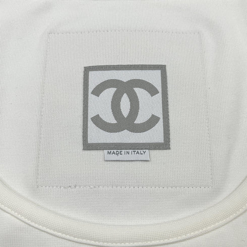 CHANEL COCOMARK SLEEVELESS TOPS WHITE GLAY POLYAMIDE 44 01P RTW 90287076