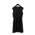 CHANEL PLEATED SLEEVELESS DRESS COCO BUTTON BLACK SILK 38 07P RTW 90287077