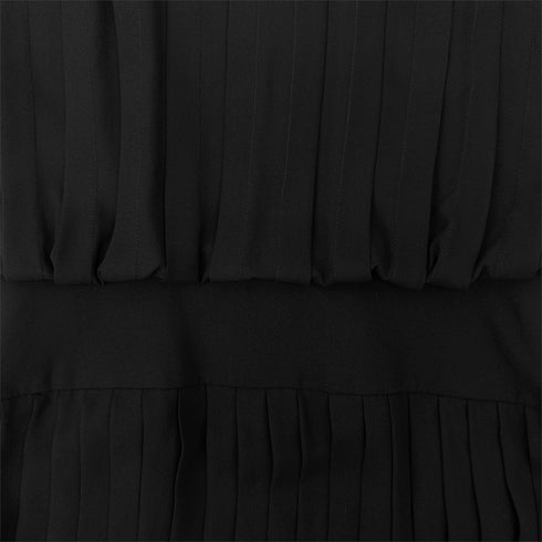 CHANEL PLEATED SLEEVELESS DRESS COCO BUTTON BLACK SILK 38 07P RTW 90287077