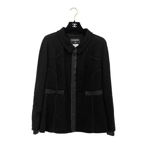 CHANEL COCO BUTTON JACKET BLACK WOOL 46 02A RTW 90287078