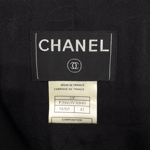 CHANEL VINTAGE DOUBLE BREASTED TAILORED JACKET BLACK ACETATE 42 03P RTW 90287079 - PURPOSE