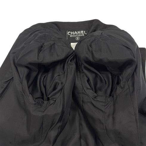 CHANEL VINTAGE COCO BUTTON NO-COLLAR JACKET BLACK LINEN 36 98C RTW 90287084 - PURPOSE