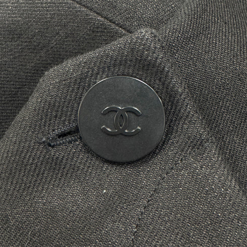 CHANEL VINTAGE COCO BUTTON NO-COLLAR JACKET BLACK LINEN 36 98C RTW 90287084 - PURPOSE