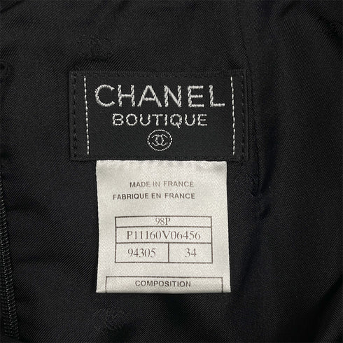 CHANEL VINTAGE COCOMARK CHAIN BELT JACKET COCO BUTTON SKIRT SET BLACK WOOL 34 98P RTW 90287085 - PURPOSE
