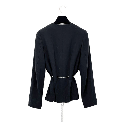 CHANEL VINTAGE COCOMARK CHAIN BELT JACKET COCO BUTTON SKIRT SET BLACK WOOL 34 98P RTW 90287085 - PURPOSE