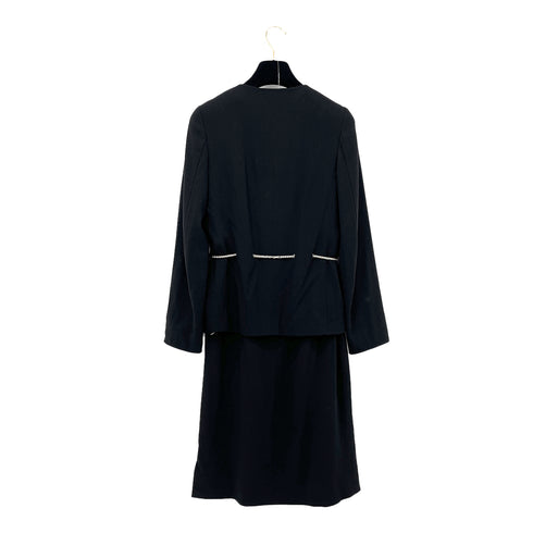 CHANEL VINTAGE COCOMARK CHAIN BELT JACKET COCO BUTTON SKIRT SET BLACK WOOL 34 98P RTW 90287085 - PURPOSE