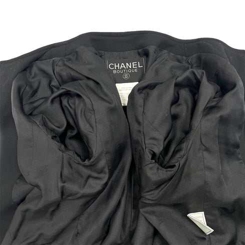 CHANEL VINTAGE COCOMARK CHAIN BELT JACKET COCO BUTTON SKIRT SET BLACK WOOL 34 98P RTW 90287085 - PURPOSE