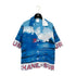 CHANEL COCOMARK SURF LINE 2002 SHORT SLEEVE SHIRT BLUE COTTON 38 02S RTW 90287086