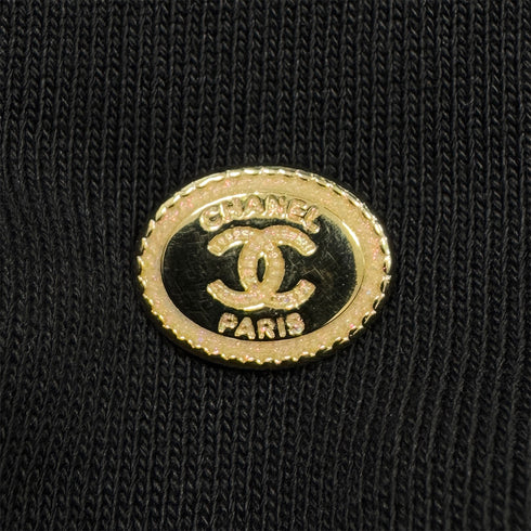 CHANEL COCOMARK TWEED PULL OVER SWEATSHIRT BLACK COTTON 34 P72 RTW 90287088