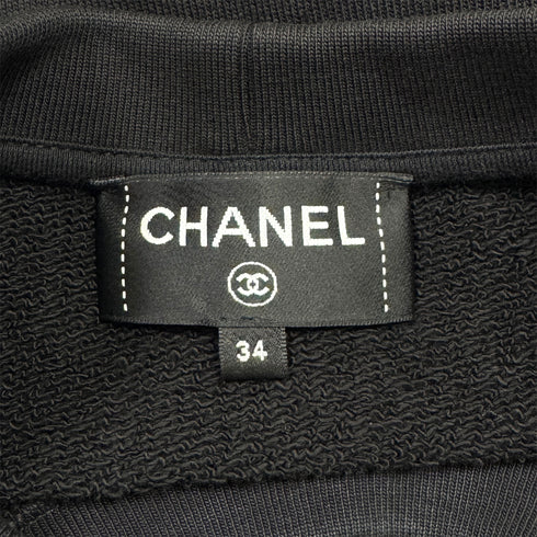 CHANEL COCOMARK TWEED PULL OVER SWEATSHIRT BLACK COTTON 34 P72 RTW 90287088