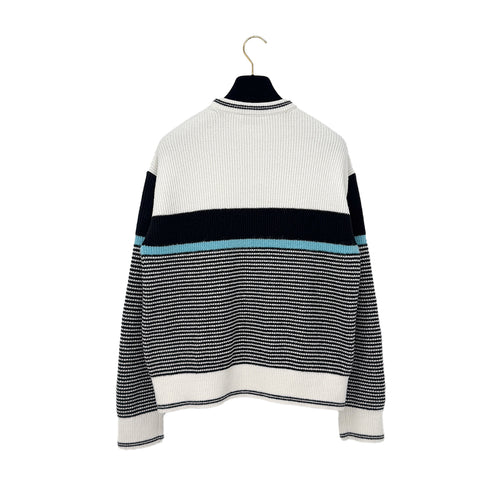 CHANEL COCO BUTTON BORDER CARDIGAN WHITE BLACK VISCOSE 36 P73 RTW 90287089