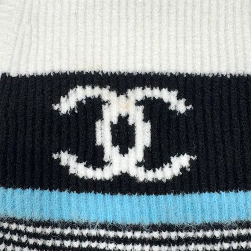 CHANEL COCO BUTTON BORDER CARDIGAN WHITE BLACK VISCOSE 36 P73 RTW 90287089