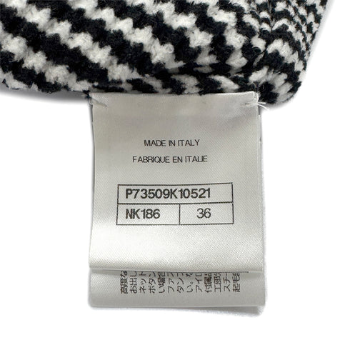 CHANEL COCO BUTTON BORDER CARDIGAN WHITE BLACK VISCOSE 36 P73 RTW 90287089