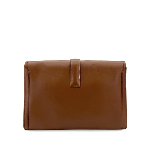 HERMES JIGE PM BROWN VEAU GRAINE CLUTCH BAG 〇R 90287096 - PURPOSE